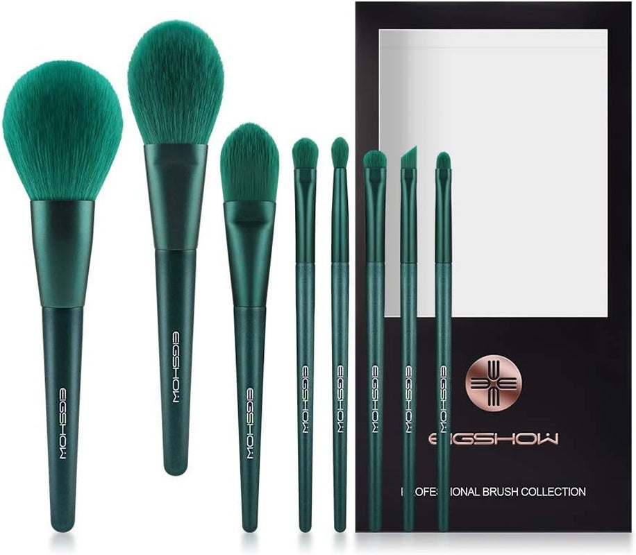 Makeup Brushes Sets,  Professional Makeup Brush Set Synthetic Cosmetics Foundation Powder Concealers Blending Eye Shadows Face Kabuki Makeup Brushes (8Pcs Green)