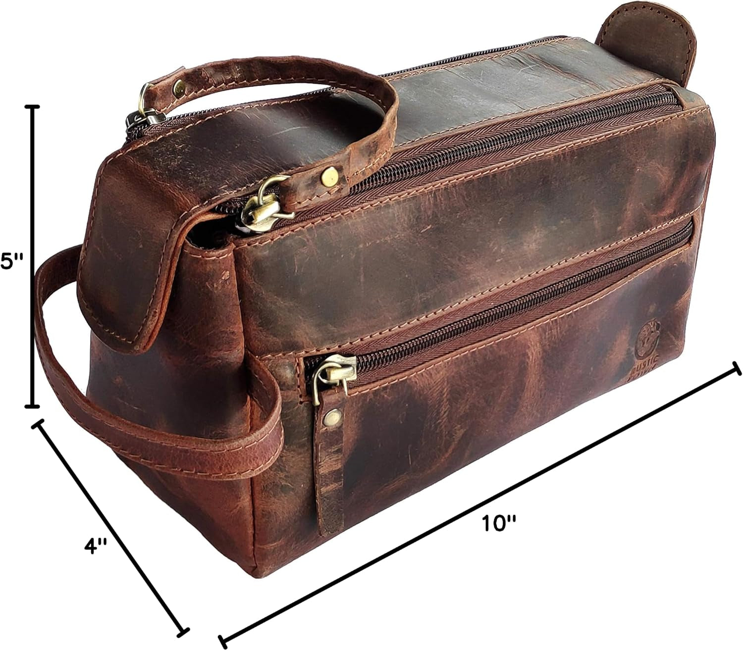 Leather Wash Bag for Men - Travel Toiletry Bag - Shaving Dopp Kit Toiletries Organizer - Leather Makeup Bag for Women | Main Compartment, Interior & Exterior Zip Pockets, YKK Zippers, Waterproof Lining; TSA Carry-On; Gifts for Him, Brown