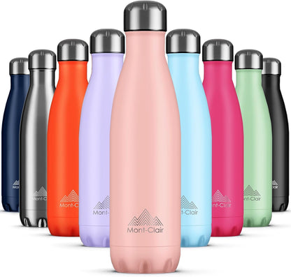 Stainless Steel Water Bottle, Vacuum Insulated - BPA Free, 12H Hot & 24H Cold Drinks, Metal Water Bottle 500ML Leakproof, Ideal for Adult, Kids, Running - Mellow Rose