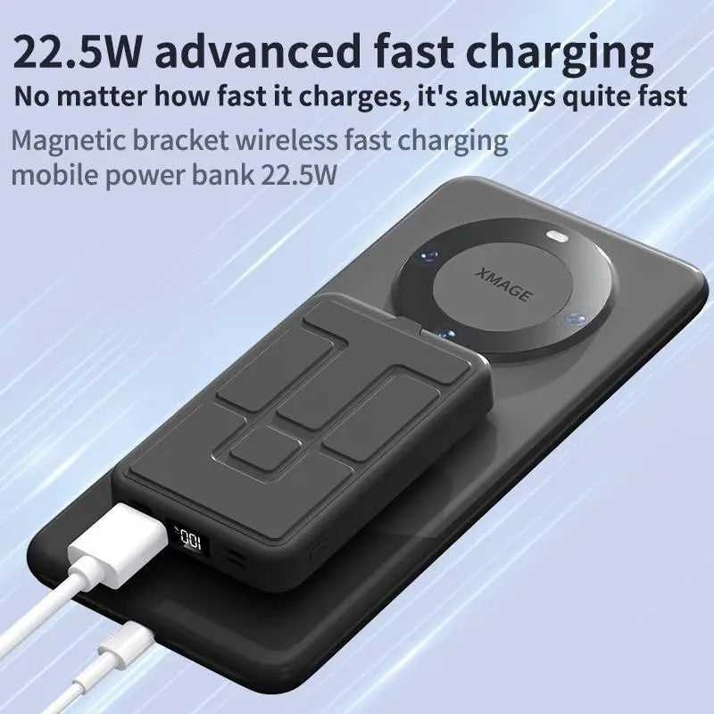 10000Mah Magnetic Wireless Power Bank with Foldable Stand, LED Battery Display, Multi-Device Charging Support, Portable Charger for Iphone 17/16/15/14/13/12 Series Tiktokshopbacktoschool