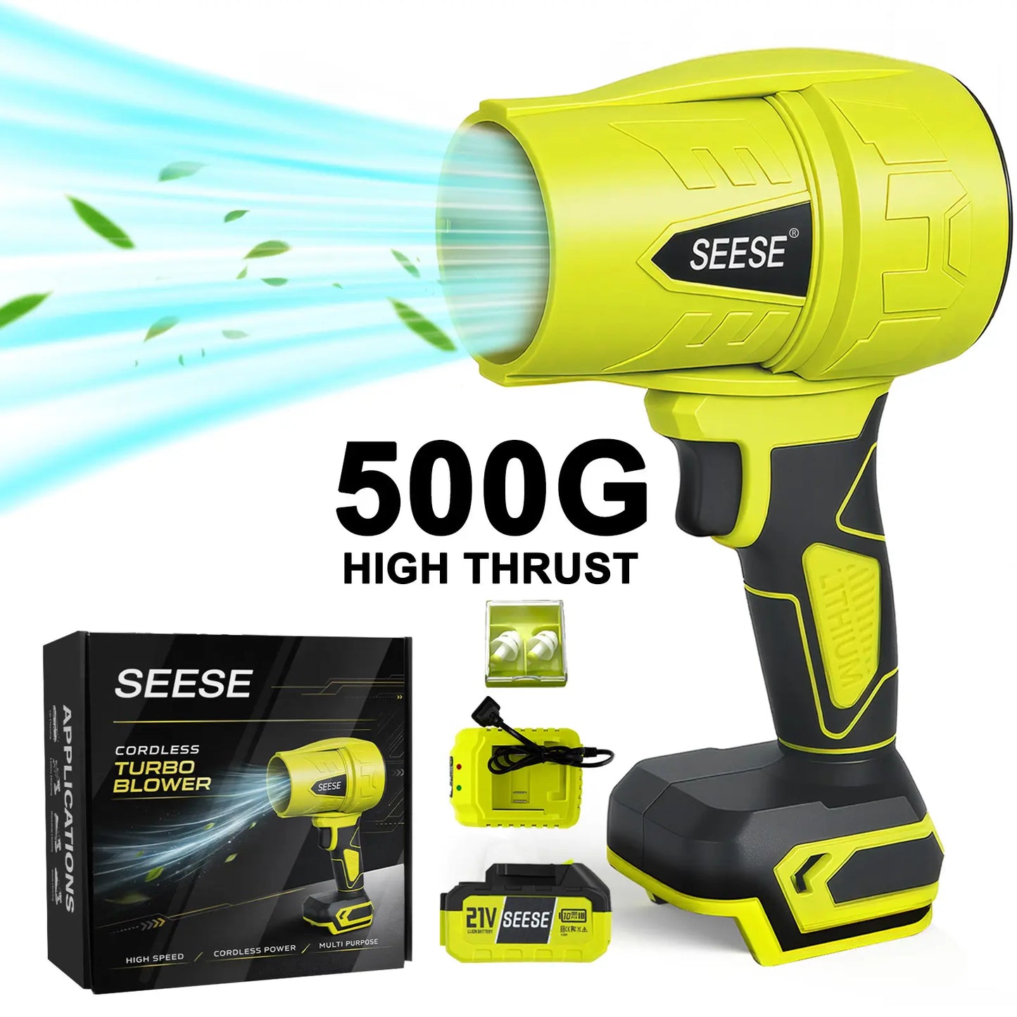 SEESE Turbo Jet Blower,Leaf Blower, Violent Turbo Fan, Pure Copper Motor,Car Drying after Wash, Handheld Snow Blower,Cordless Turbo Power Air Duster,Home Improve,Garden Mainte Holiday Gifts