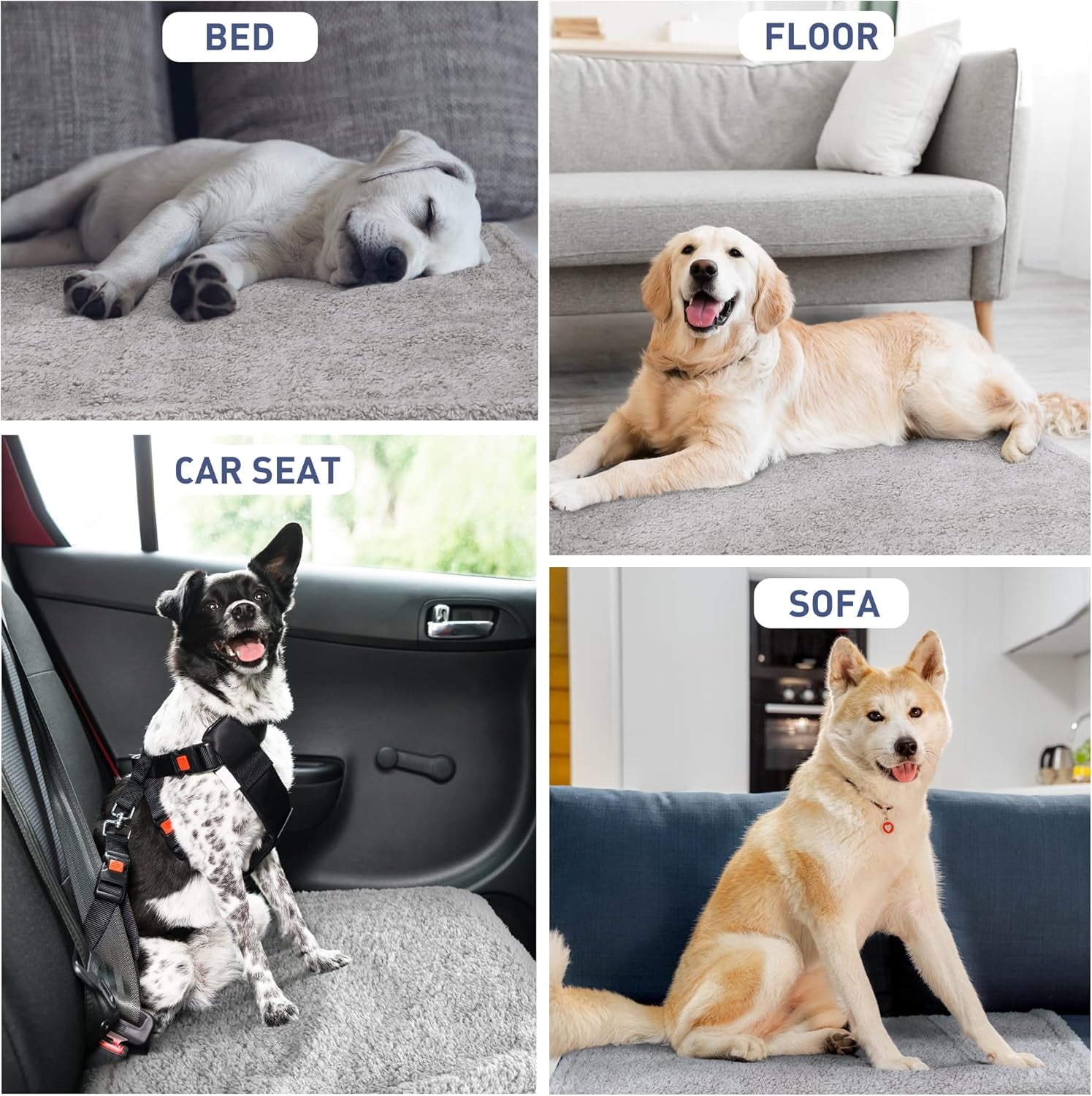 Waterproof Dog Blanket Washable, Sherpa Fleece Pet Blanket for Puppies Cats Dogs, Reversible Waterproof Protector Cover for Dog Sofa Bed, 229×203 Cm, Gray/Tuape