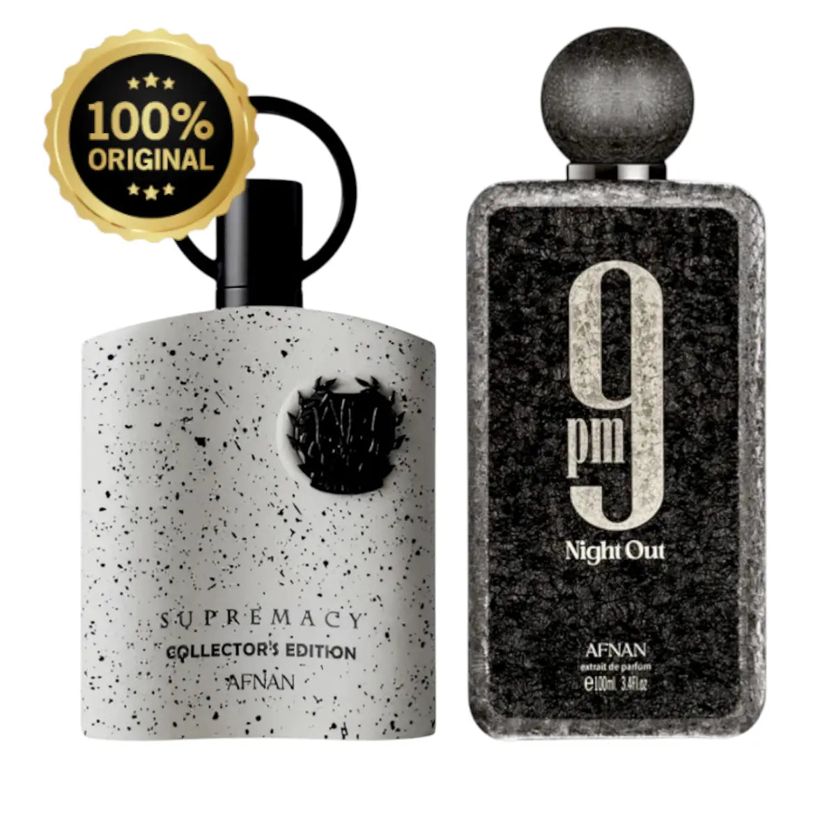 (Combo) Afnan 9 PM Night Out Unisex Extrait De Parfum 100Ml (3.4 Oz) & Afnan Supremacy Collector'S Edition Eau De Parfum Spray for Men 3.4 Oz - Bold, Fruity, Intense, Citrus Woody Musk Amber Vanilla Fragrances | Long-Lasting Nighttime 9PM, Blackcurrant Me