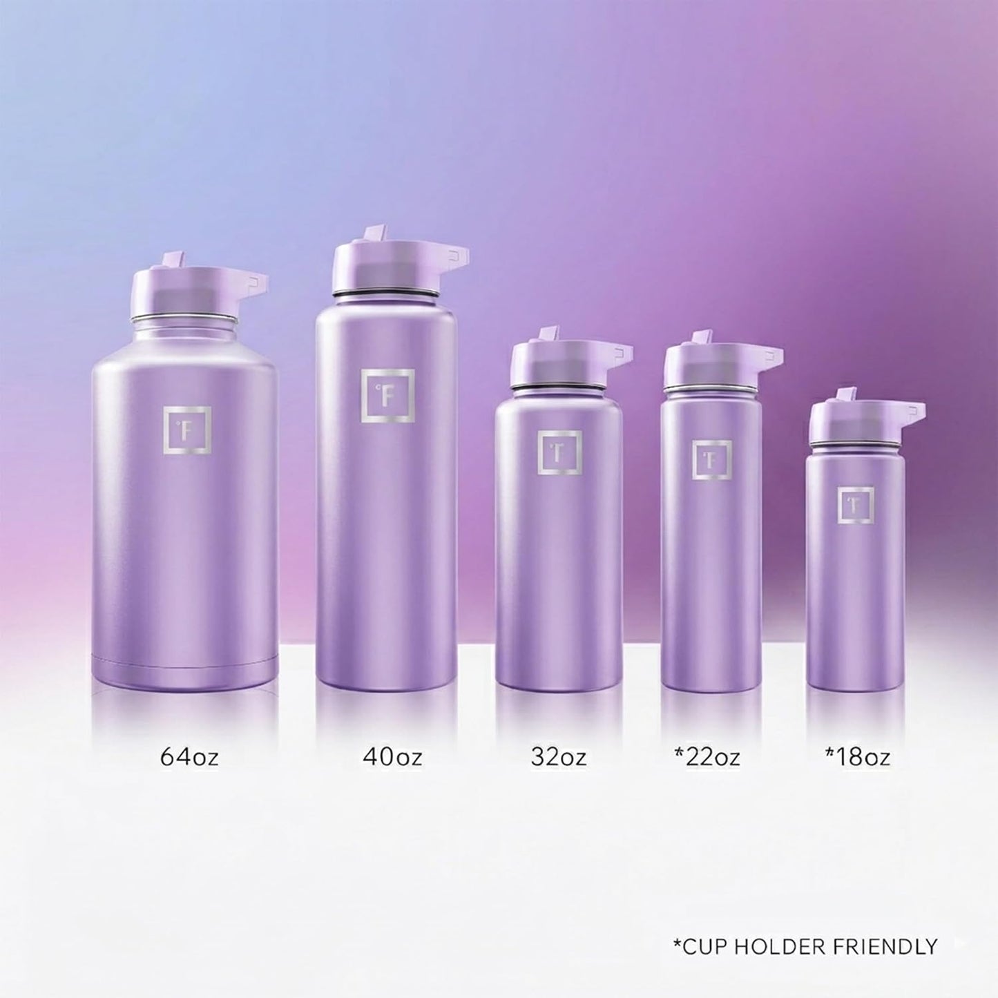 40 Oz Wide Mouth Water Bottle with Straw | Insulated Stainless Steel Sports Water Bottle with Leakproof Straw Lid - BPA Free, Cold 24 Hrs, Sweat Free (Lavender)