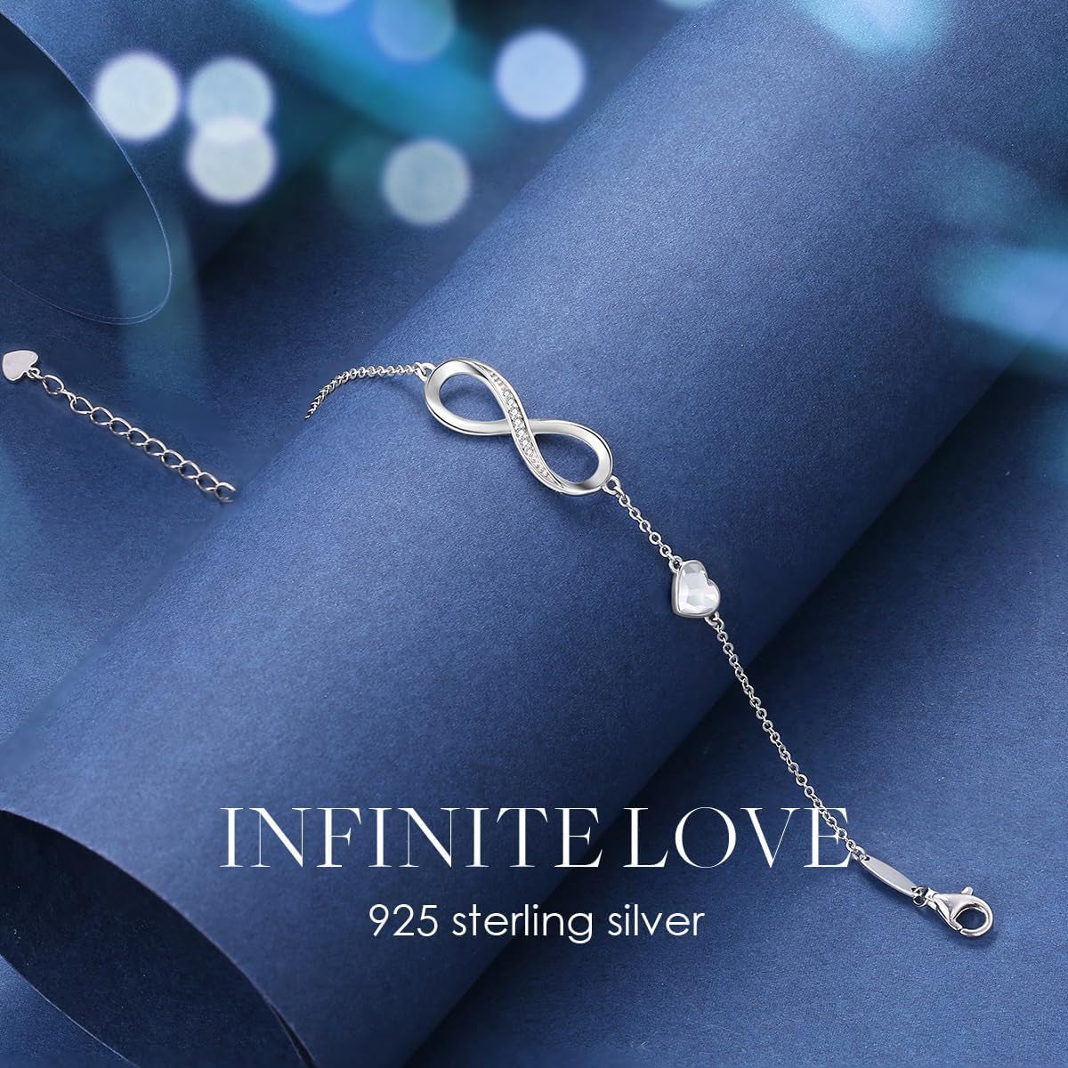 925 Sterling Silver Infinity Birthstone Bracelet Jewelry Gift for Women | Hypoallergenic,Non Tarnish,Heart Cz,Nickel-Free & Lead-Free,Anniversary Christmas Birthday Idea Gifts for Wife Girlfriend Her