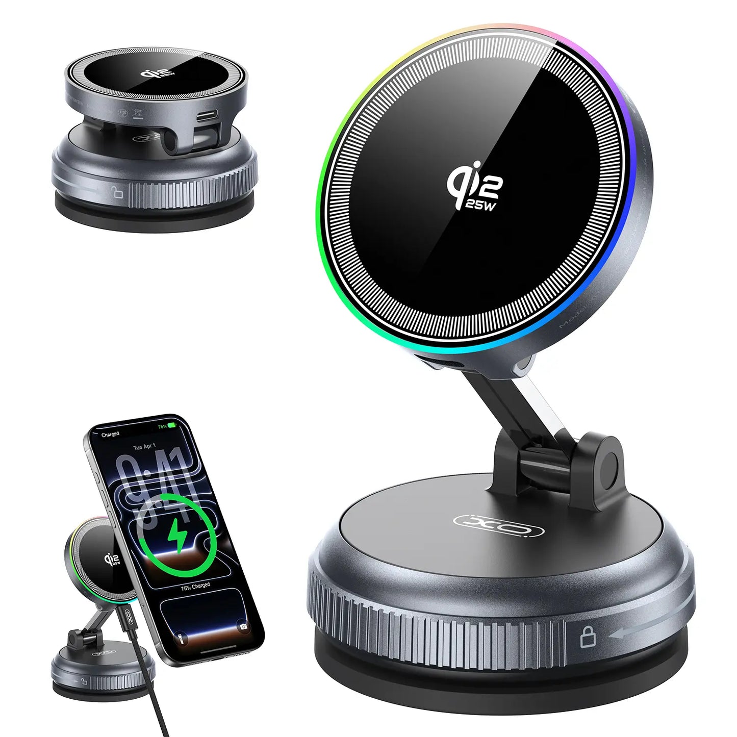 Qi2.2 25W Magsafe Car Mount Charger, Magsafe Car Charger, Suction Wireless Charger,Air Vent/Dashboard Magnetic Wireless Phone Holder Mount for Iphone 17/16/15/14/13/12, Galaxy S25, Pixel 10, Fast Charging