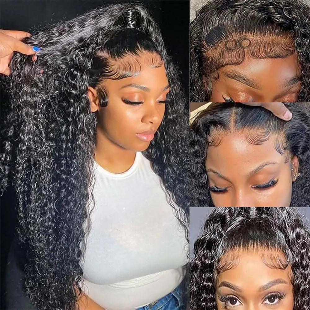 Chocolate Brown 13X6 Lace Front Wigs Human Hair Deep Wave Wig, 180 Density HD Transparent Lace Frontal Deep Wave Wigs for Women, Pre Plucked with Baby Hair, Curly Wig Brown Color